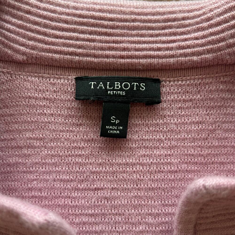 Talbots Women’s Small Petite Ribbed Open-Front Cardigan, Soft Pink Elegant Layer - Picture 3 of 6